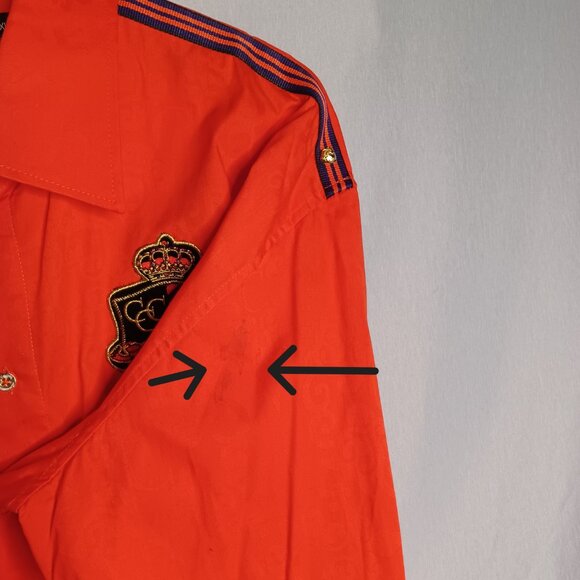 Coogi Shirt Mens 4XL Dark Orange Button Down Long Sleeve HipHop Streetwear - Picture 8 of 9